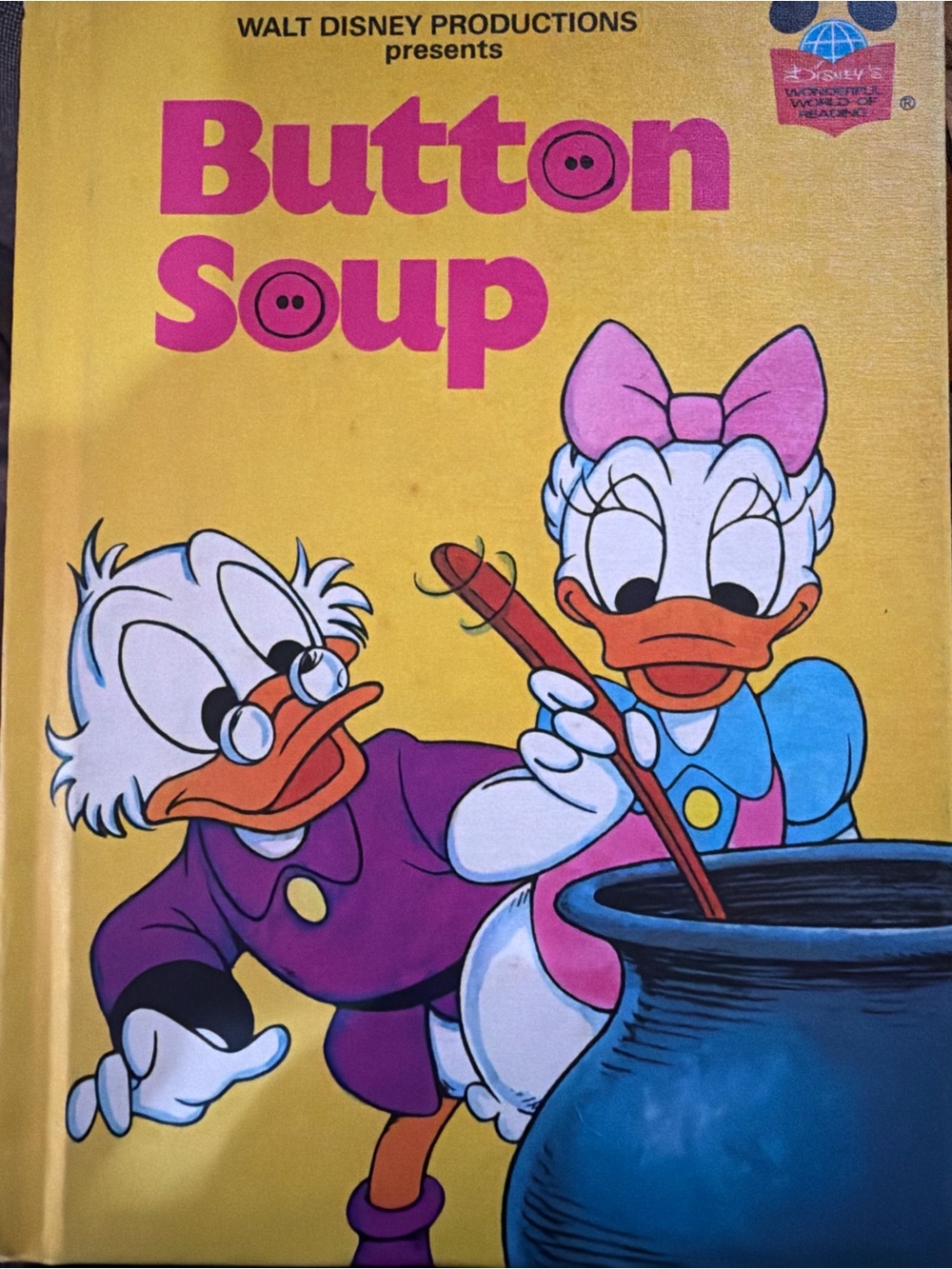 Disney Button Soup Hardcover — Yellow with Pink and Blue Accents